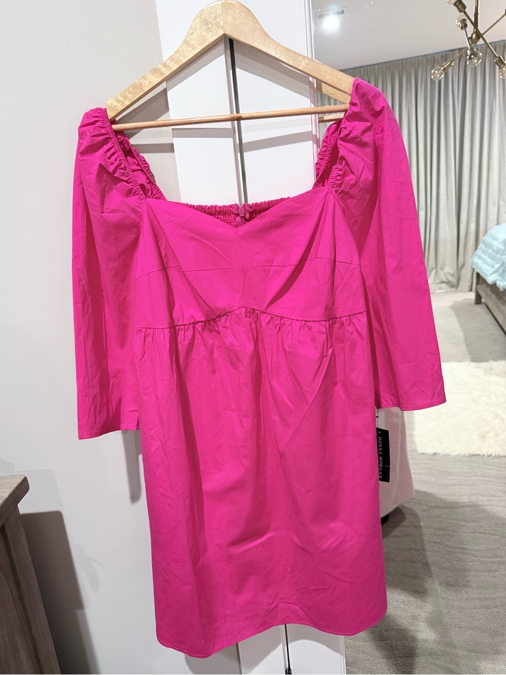 Donna Morgan Pink Square Neck Mini Dress Size 10 NWT